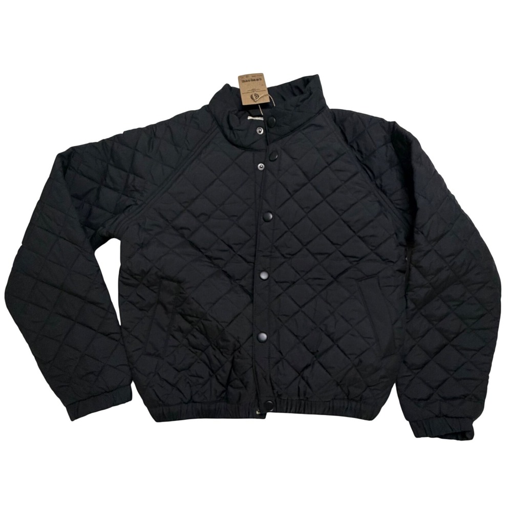 Amazon Kids Black Quilted Bomber Jacket Snap Front Size M 8